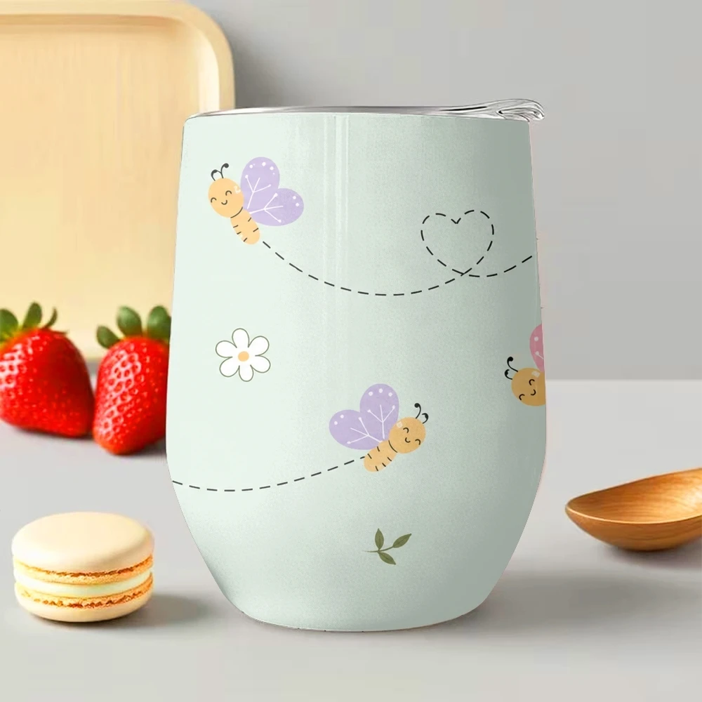 Little Bee Vacuum Flasks 12oz Insulated Stainless Steel Mug with Lid Double Wall Vacuum Hot Cold Drink Cup