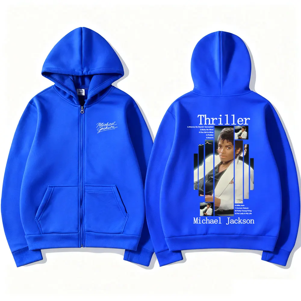 Classic Michael Jackson Thriller Album Graphic Zipper Hoodie Men