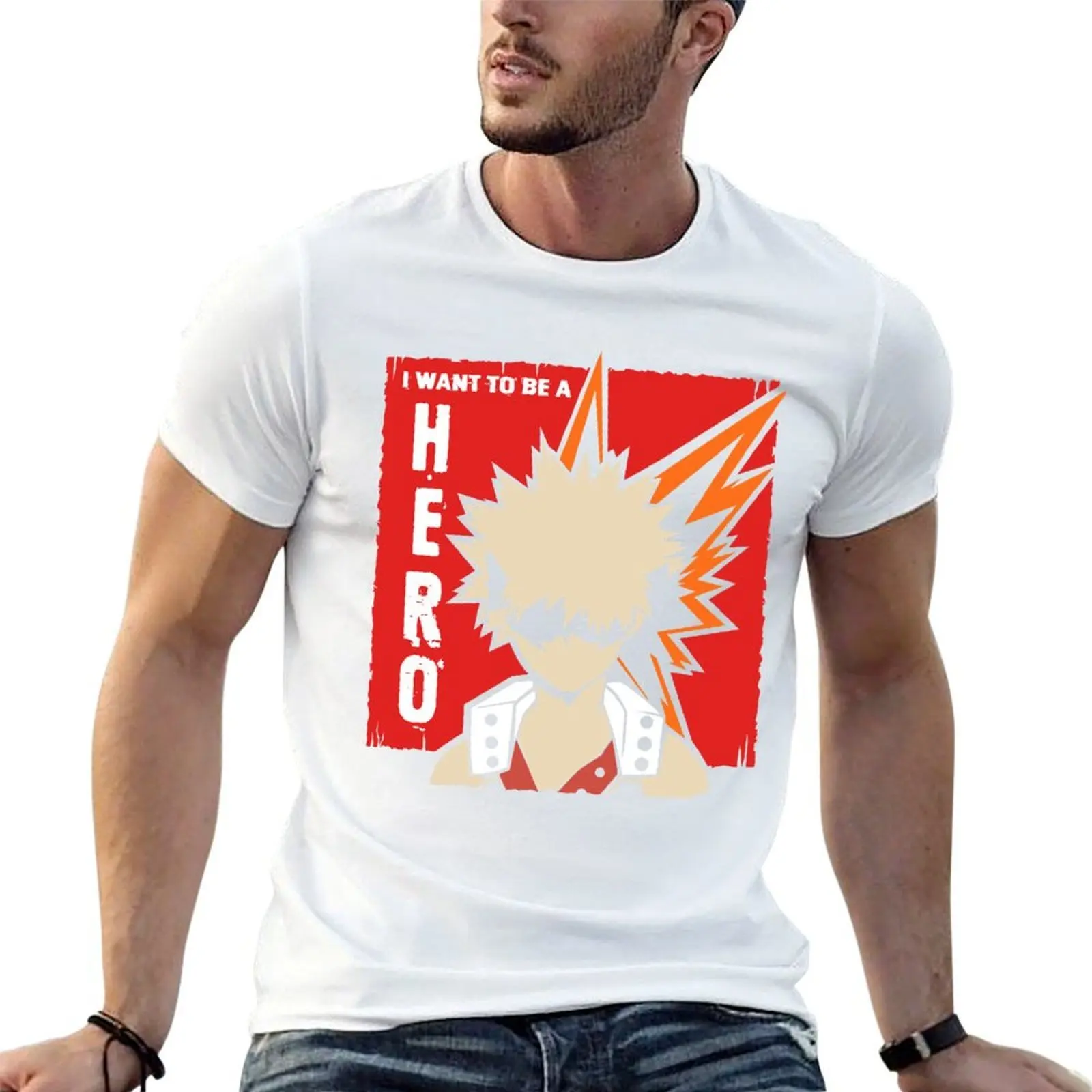 

I want to be a hero - Bakugou T-Shirt anime t shirts oversize man t shirt heavy cotton T-Shirt
