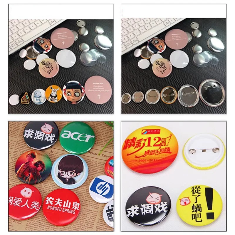 75mm Button Badge Maker Machine with 100 Sets Dies Circle Manufacture Button Parts Metal Custom Sheet Tag Pressing for Pin