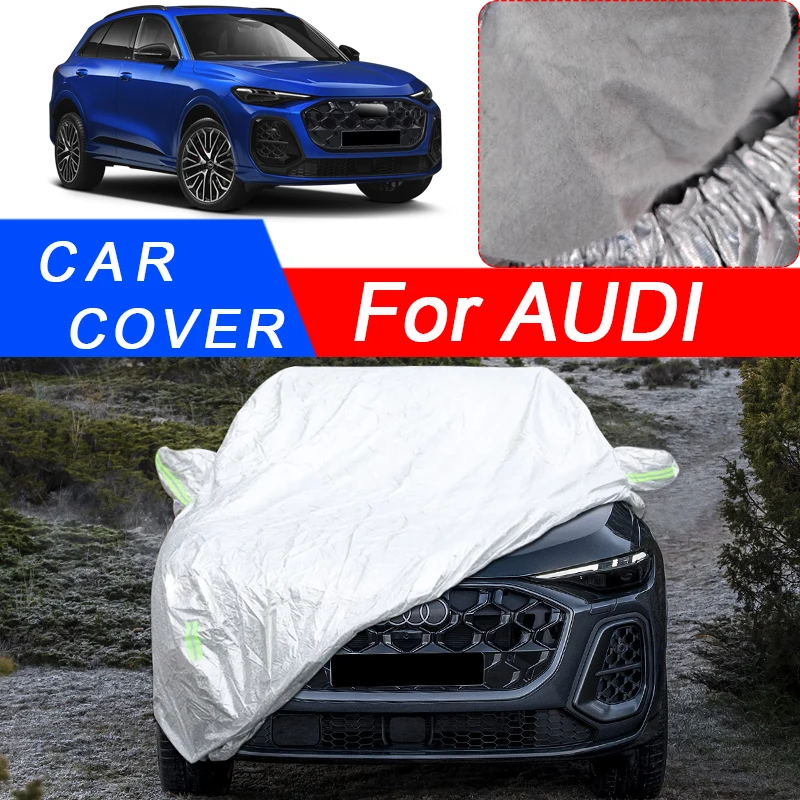 For AUDI E-TRON Sportback Q2 Q3 Q4 Q5 Q6 Q7 Q8 2016-2026 Three Layer Thicken Oxford Car Cover Anti Rain Snow Waterproof Accessoy