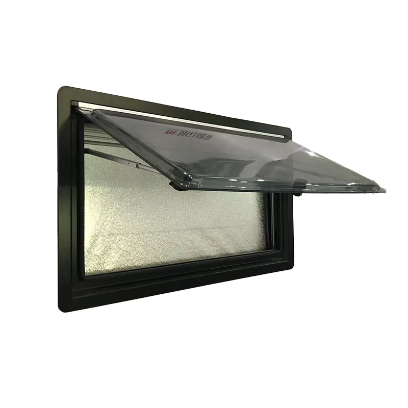 Wholesale 800x500mm Square Corner RV Motorhome Window with One-piece Molded ABS Inner Frame and Roller Blind Flyscreen view 3