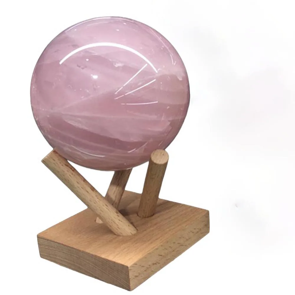 Wooden Crystal Sphere Stand Holder Three-Prong Wooden Peg Display Base for Rose Quartz Spheres Mineral Specimen