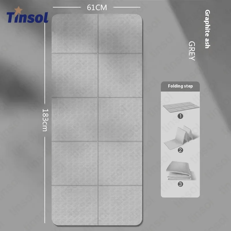 TINSOL سجادة يوجا قابلة للطي صديقة للبيئة Tpe قابلة للطي للسفر واللياقة البدنية ممارسة مزدوجة الجوانب مانعة للانزلاق للبيلاتيس والتدريبات الأرضية