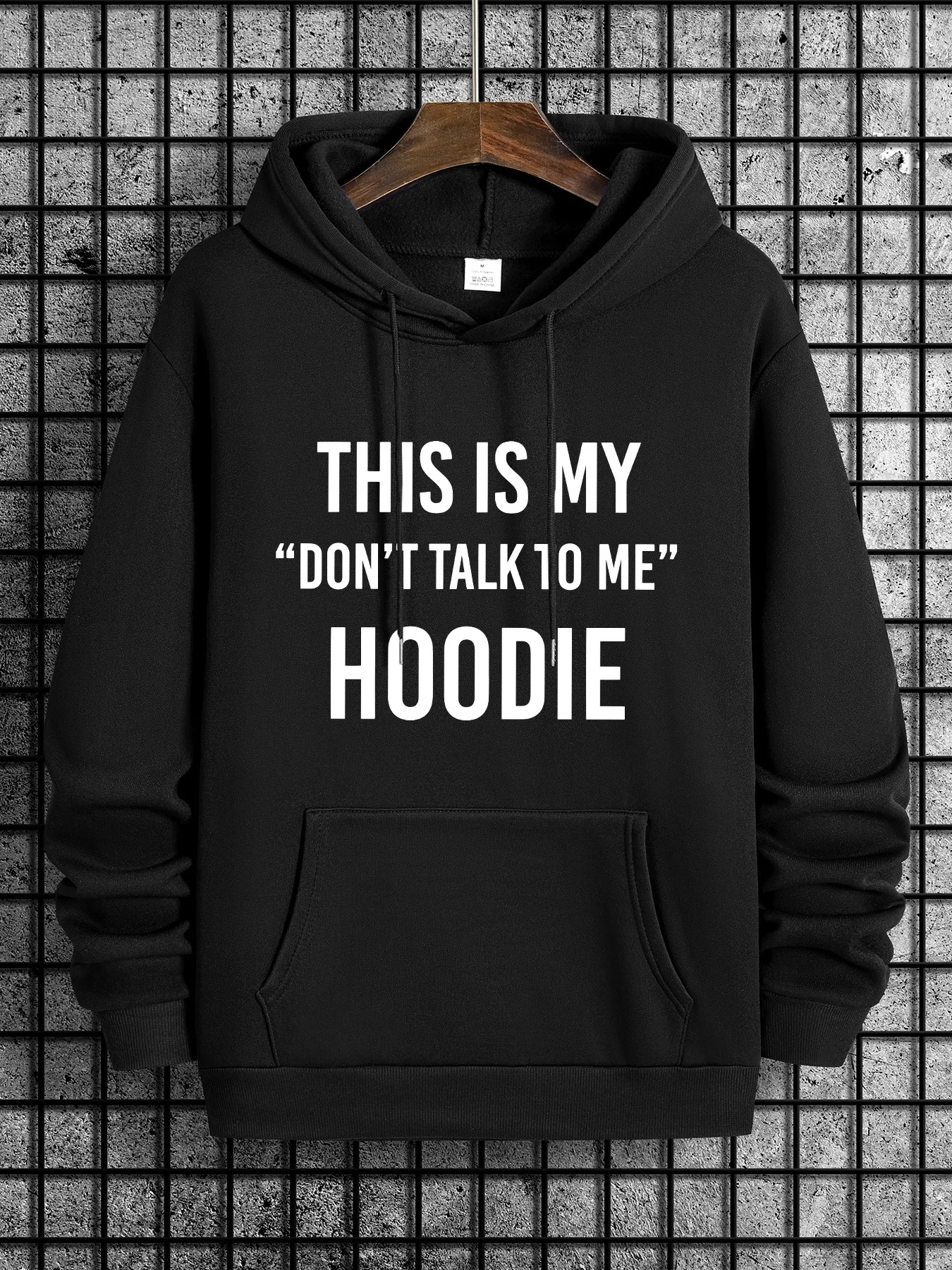 Unisex Polyester Hoodie Casual Geometric Patterned Pullover with Pocket Lightweight Stretch Knit Fabric Regular Fit Hooded Collar Don Alk O Me Slogan for Spring Fall Loose Fit Hooded Sweater Machine Washable Fall/Winter Streetwear Cue Hoodies Fall Winter Apparel