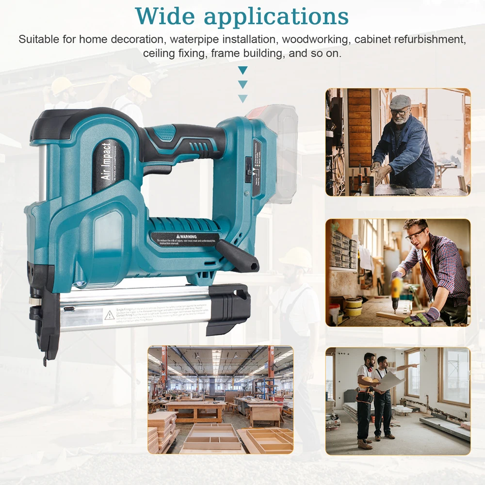 Electric Nailing Machine Cordless Nailing Machine Electric Stapler with 32mm and 50mm Nails Electric Nailer blue red view 4