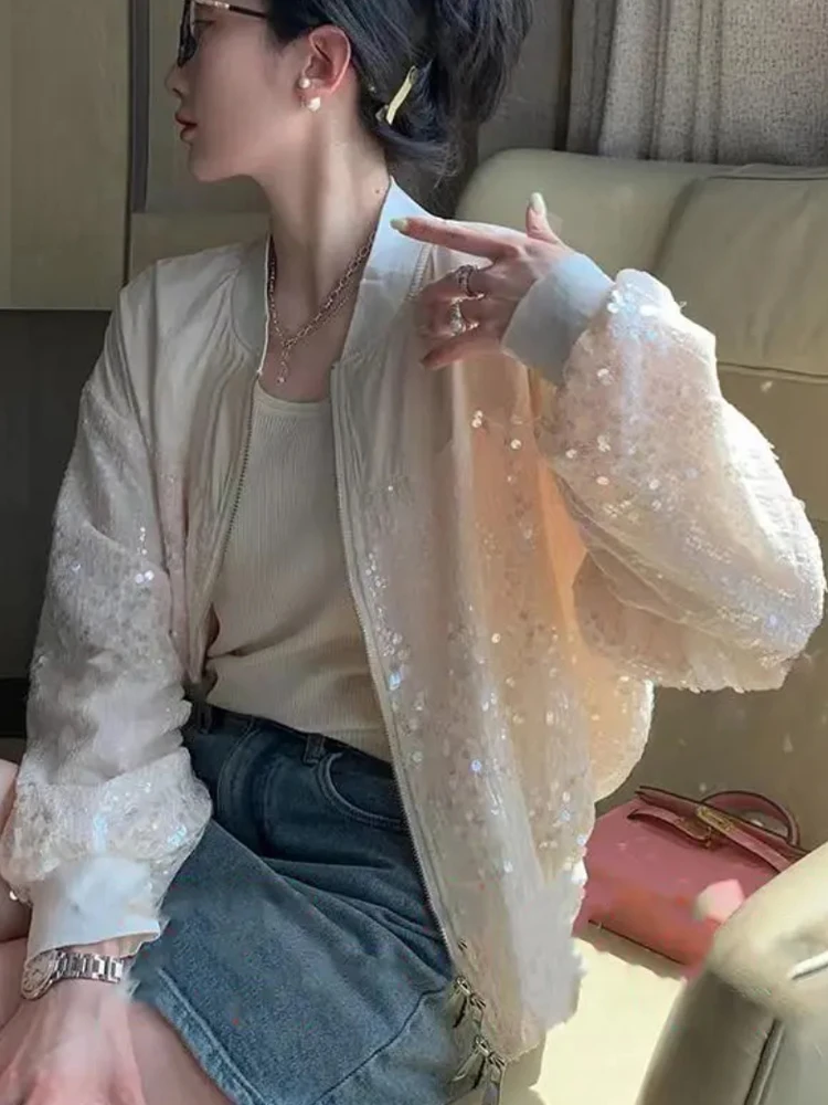 

iny Sequin ort Jaet женский свободный повседневный утягивающий топ небольшого размера длинный Sve Fi Sc топ весна осень универсальный Sle