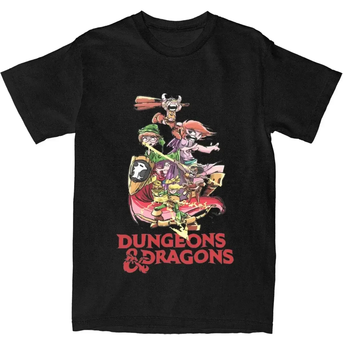 

cool Dungeons and Dragons Group Graphic Tee Breathable Cotton Crew Neck Short Sleeve T-Shirt for Men Casual Trip
