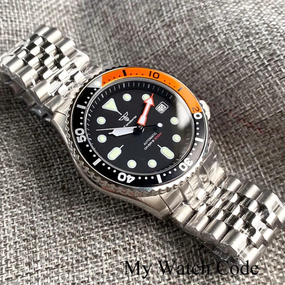 Tandorio SKX 3.8 Automatic Watch for Men Diver 20Bar NH35A Steel Wristwatch 41mm Sport Clock Lume Arrow Hand Sapphire Reloj