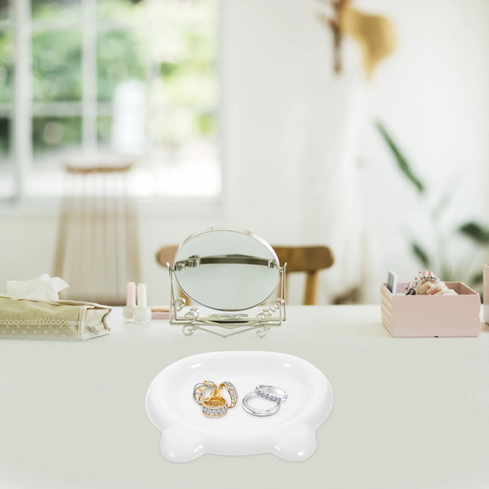 

Bear Head Ceramic Plate Jewelery Dish Jewelry Cute Figure Decorative Tray Trinket Display