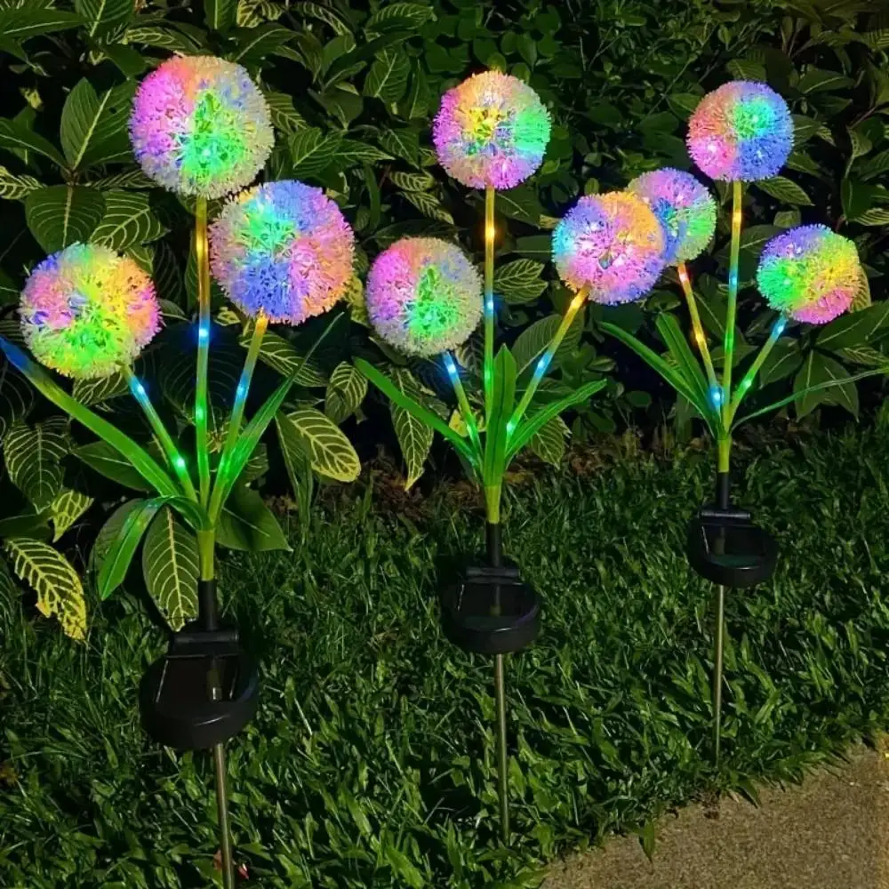 Luces solares de diente de león para exteriores, luces LED de bola de cebollino de color, luces de césped, para jardín, patio, pasarela, decoración de césped