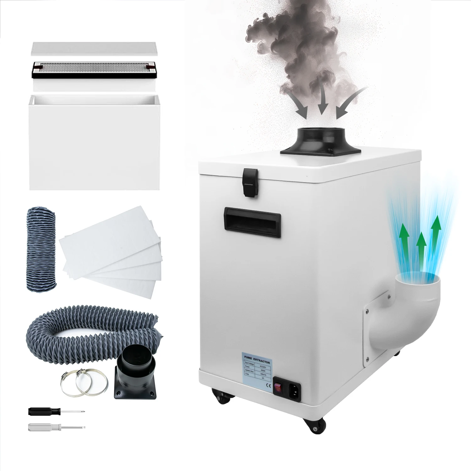 Laser Smoke Purifier FES200L Mobile Fume Extractor with HEPA Filter Solder Smoke Extractor for Laser,small electronics