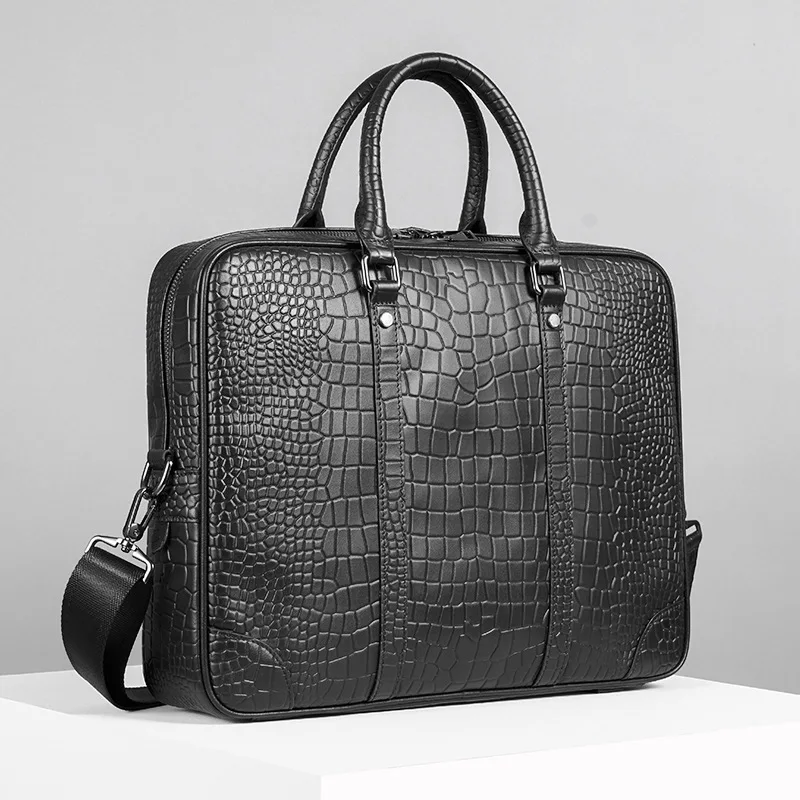 

New genuine leather bag, men's luxury handbag, fashionable casual briefcase, large capacity computer bag, business bag