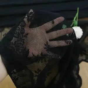 Painel de cortina de bolso com haste transparente de renda floral PRETA 12 principais vendas cortinas em renda - №5