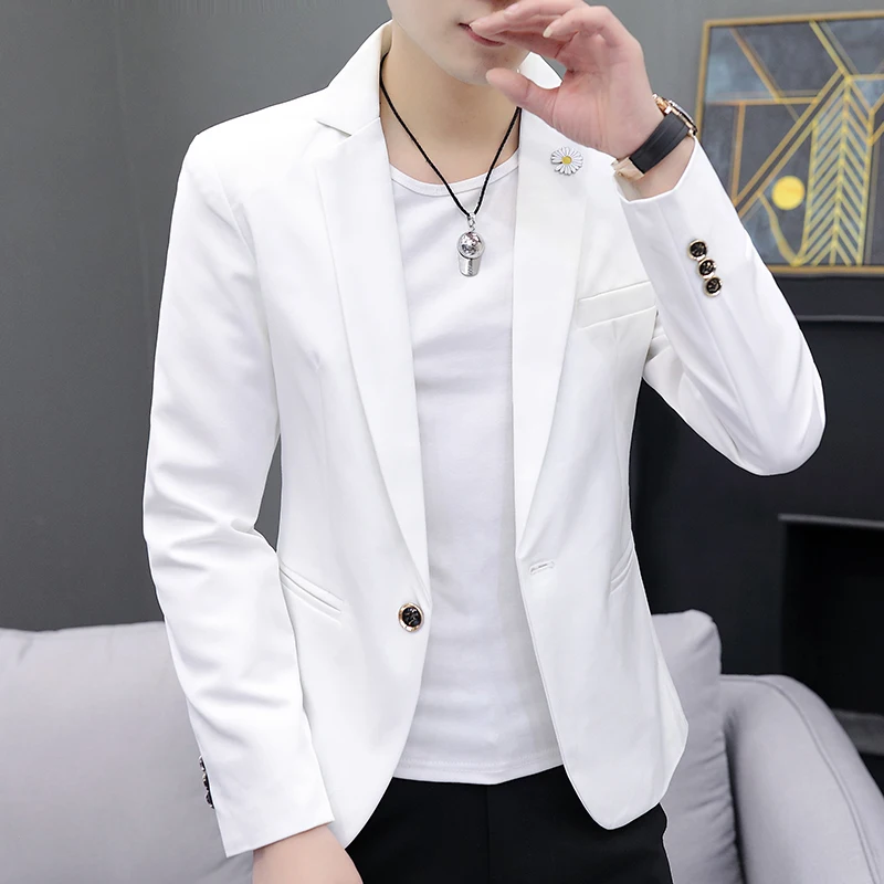 

Red Men's Suit Jaet Casual Korean Sle Slim Fit Briti Faion Outerwear Youth Busin Leisure Small Western Clothes