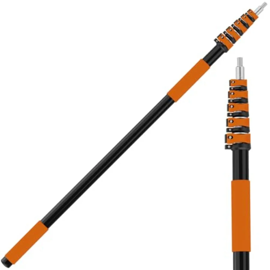 

AgiiMan 30FT Reach Telescoping Pole - 5 to 24FT Extension Pole Portable Aluminum Telescoping Rod with Easy Flip Lock Paint Roll