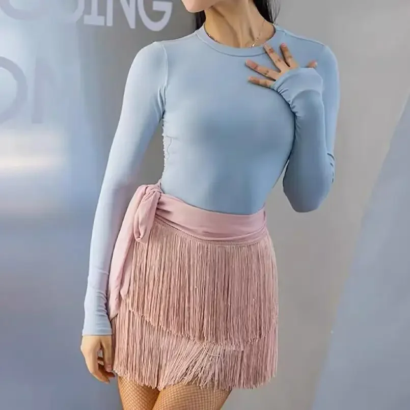 

Фартук для латинских танцев, женская юбка с бахромой, новый шарф для современных танцев для взрослых, юбка для танцев ча-ча, юбка для румбы, национальный стандарт, 2025