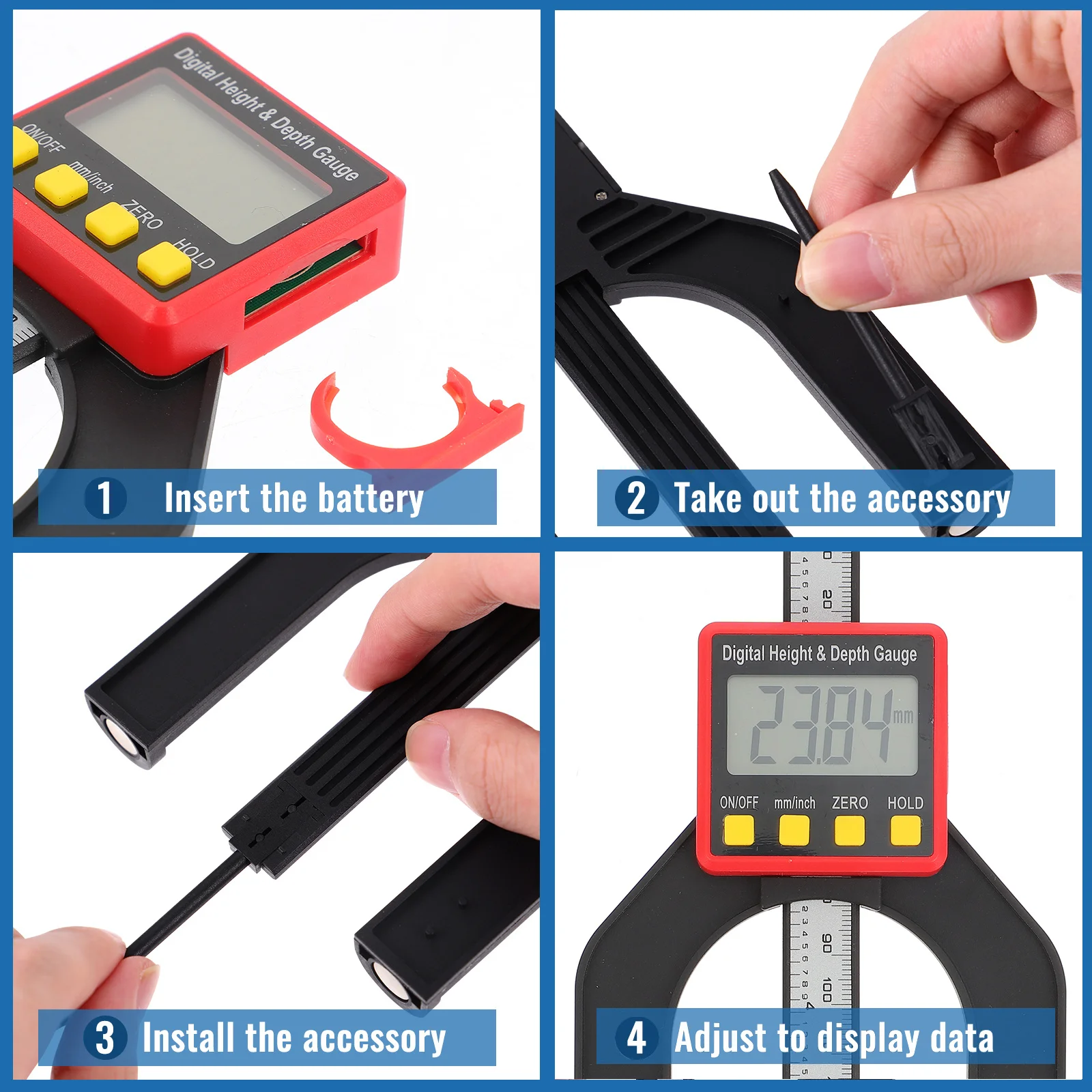 

Magnetic Digital Display Height Depth Gauge 0-80mm Shock Resistant Lightweight Measuring Tool for Woodworking Construction Table