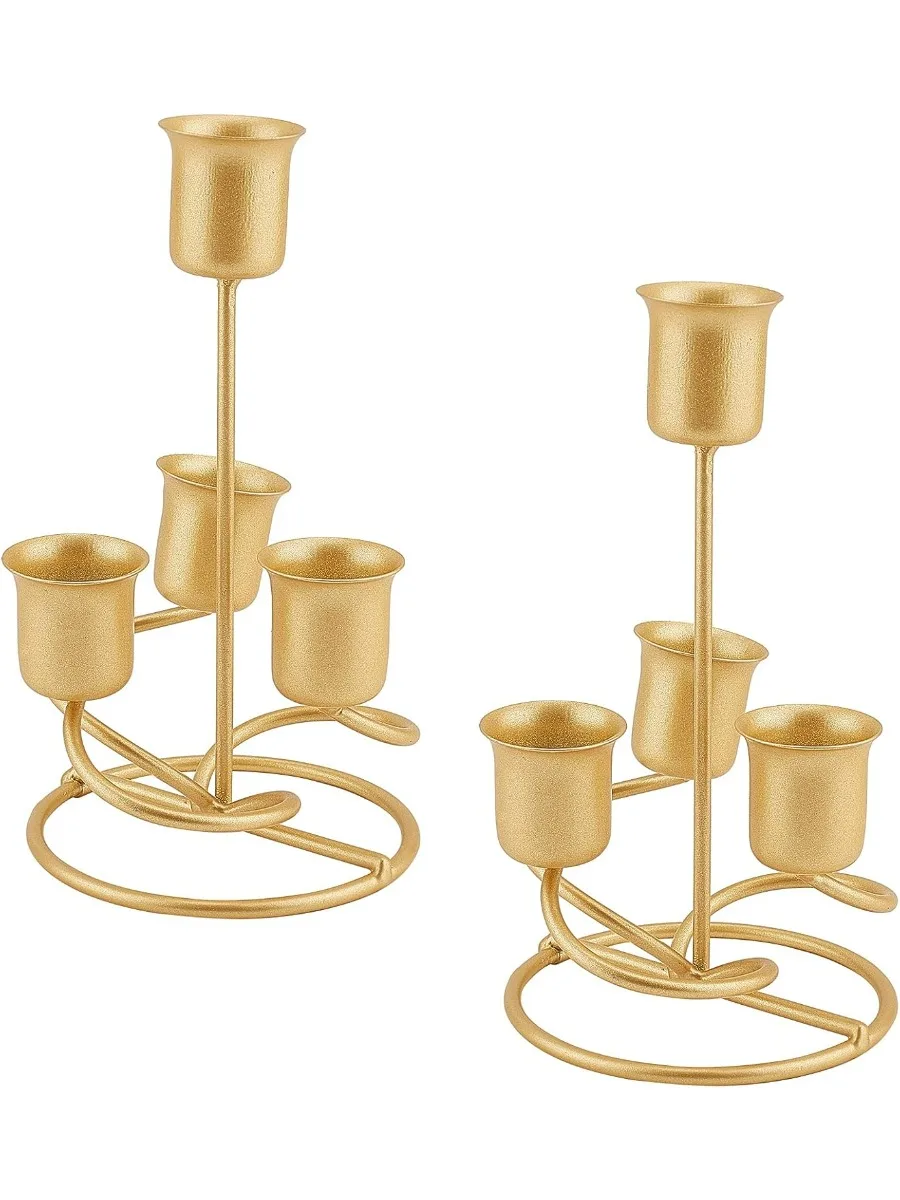 2 Pcs Candle Holders Candlestick Holder with 4 Arms Reteo Decorative Candle Holder for Tapered Candles Home Table Wedding