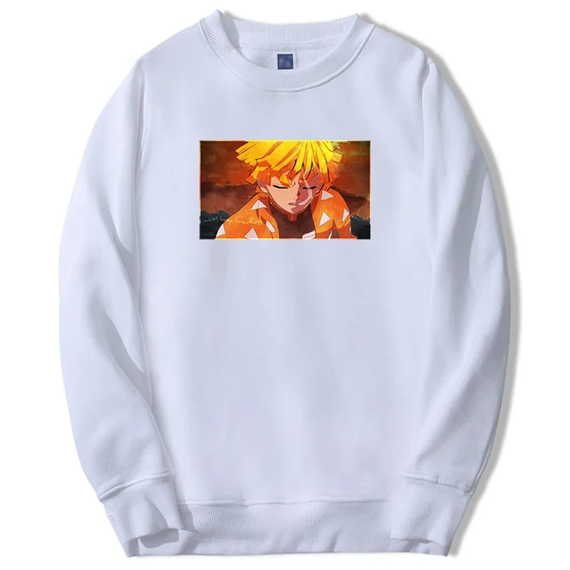 Anime Hoodies Men/women Zenitsu Manga Graphic Sweatshirt Round Neck Long Sleeve Clothes Moletom