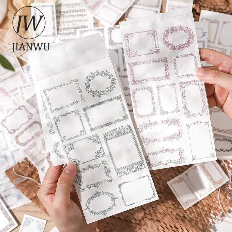 JIANWU 30 Sheets Morris Gallery Series Vintage Border Collage Material Paper Memo Pad Creative DIY Journal Stationery