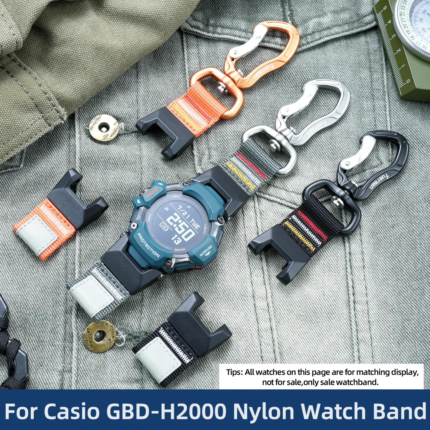 

Удобный нейлоновый ремешок для часов Casio GBD-H2000, водонепроницаемый холщовый ремешок для занятий спортом на открытом воздухе, мягкий, для мужчин.