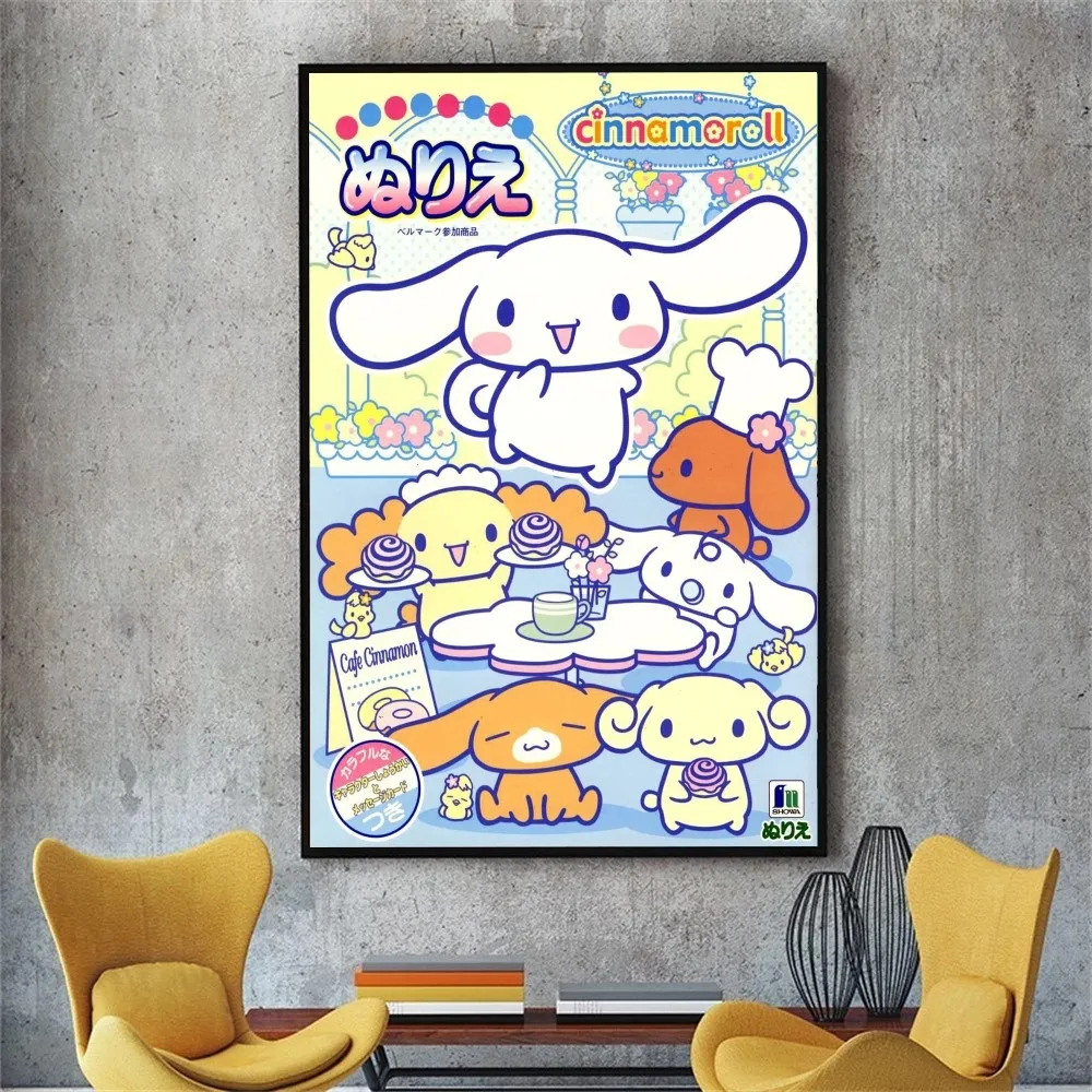 S-Sario-C-Cinnamoroll Poster DIY Poster Kraft Paper Vintage Poster Wall Art Painting Study Stickers Big Szie Wall Painting