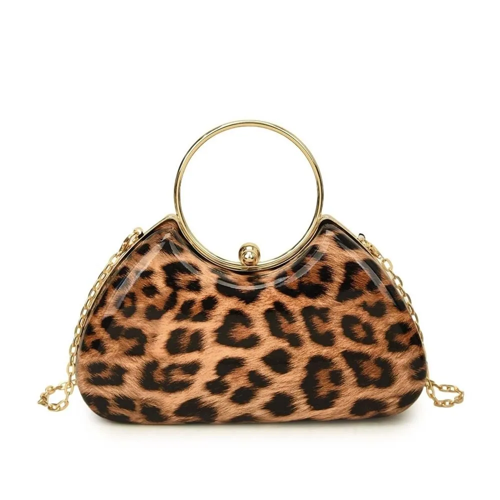 

Versatile Leopard Print Handbag Hand-held Purse Waterproof Cool Girls Clutch Bag Large Capacity PC Female Phone Organizer