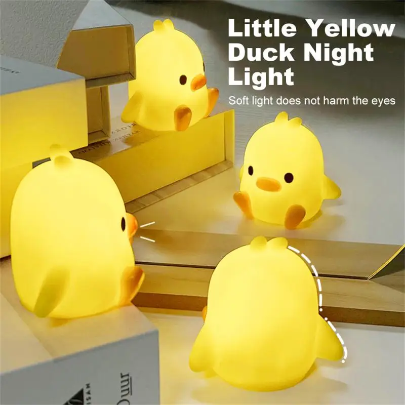 Luz de noche de pato amarillo de dibujos animados, luz de noche de Animal lindo, luz de cabecera de dormitorio con iluminación para dormir, nuevo, 2024