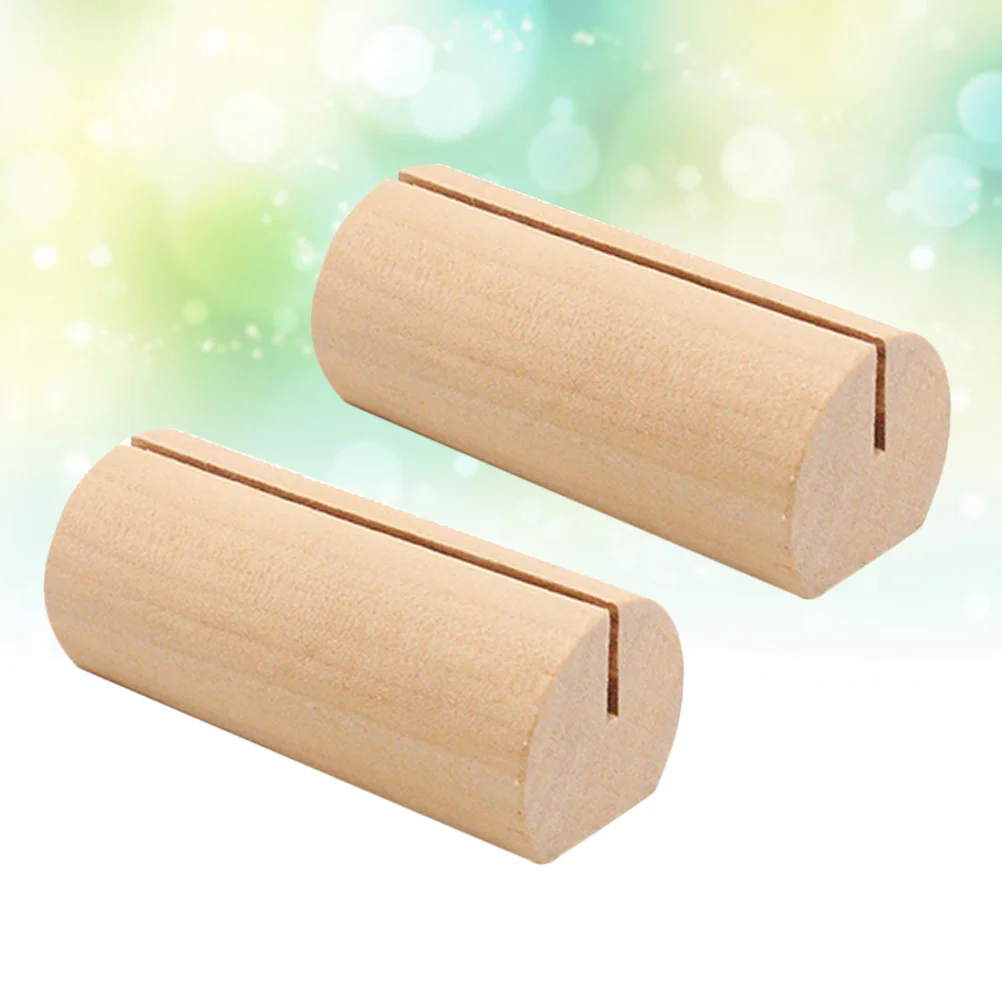 

10Pcs Wood Photo Stand Holder Thickened Cylindrical Table Display for Id Cards Menu Picture Business Card Holder Wedding Event