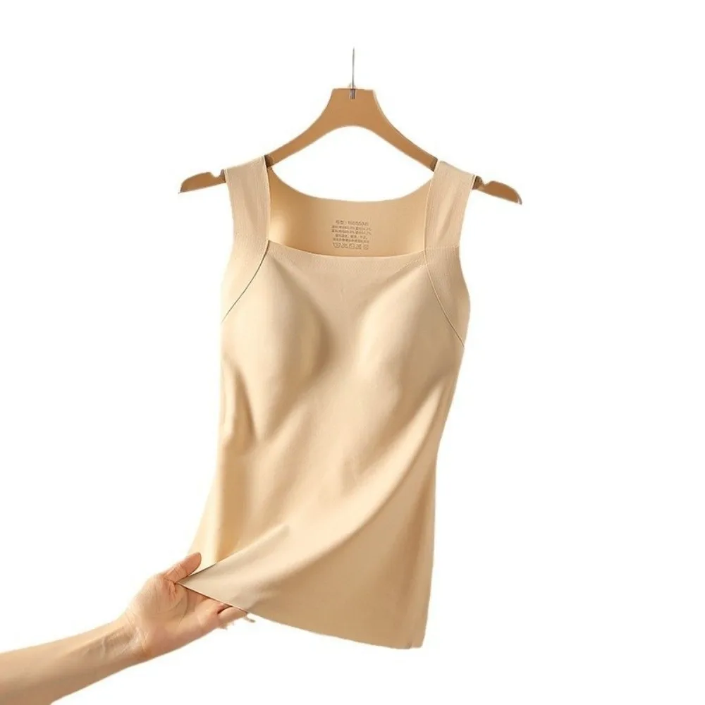 Breathable Seamless Thermal Underwear Sleeveless with Chest Pad Base Layer Vest Keep Warm Bottoming Camisole Four Seasons