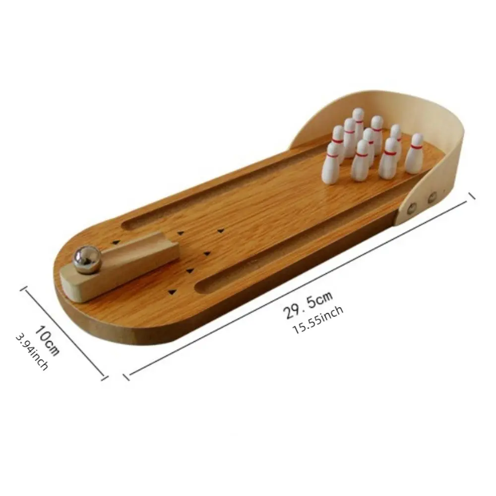 Mini juego de bolos de mesa de 10 pines, Mini juego de bolos de escritorio de madera, juego de mesa interactivo educativo para padres e hijos para interiores