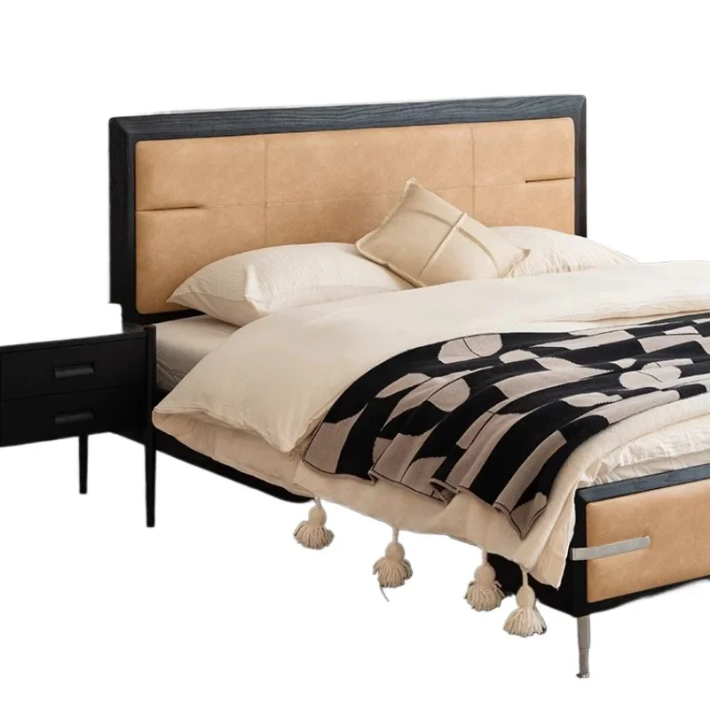 

French solid wood bed 2025 new modern simple soft bag fabric bed ultra-thin bedside master bed