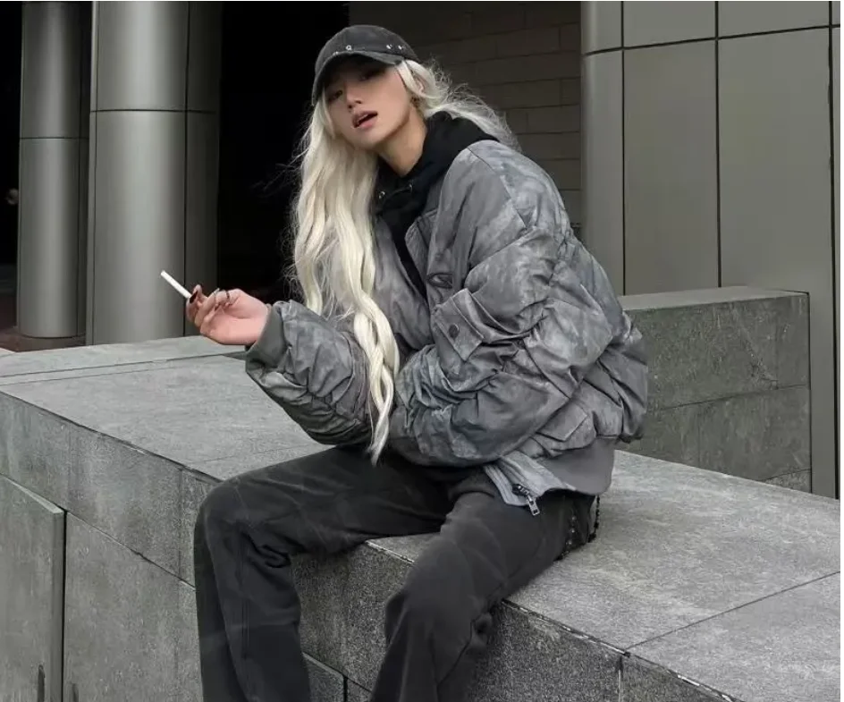 Retro Wasteland Wind Men Women Jacket Pleated Design Flight Jacket Baseball Suit Cotton Suit American Parkas Hip Hop Winter Coat