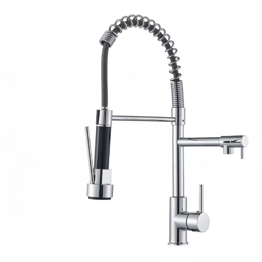 Uittrekbare keukenkraan, draaibare uitloop in twee richtingen, keukenmengkraan, mengkraan voor warm en koud water, multifunctioneel - afbeelding 2