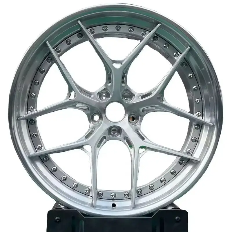 19 20 21 22 Inch Brushed Silver Lightweight 2-Piece Custom Forged Wheel Rims For High Performance Sports Cars