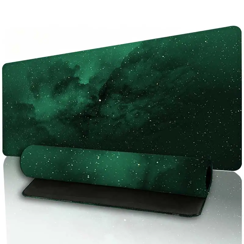 XXL Green Nebula Galaxy Mouse Pad Starry Space Desk Mat Non-Slip Rubber Gaming Mousepad Laptop Keyboard Mat Aesthetic Space Gift