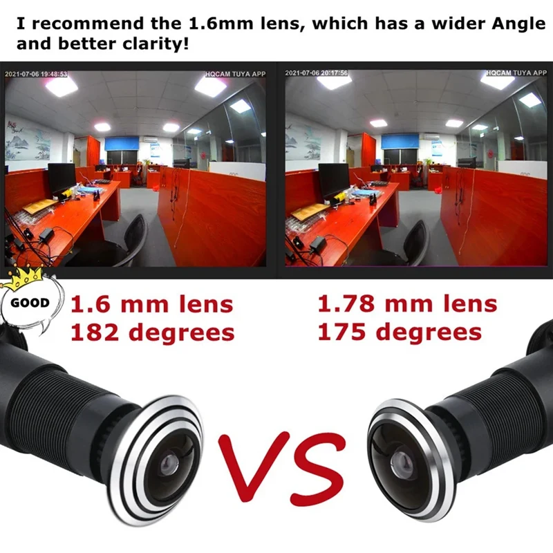 Mini Peephole Door Camera 1.6MM Wide Angle Fisheye Audio Build-In Speaker EU Plug