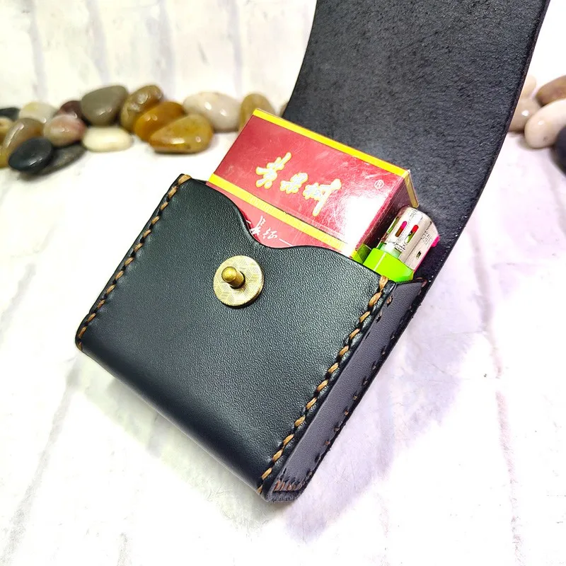Blongk Hand-made Cigarette Case Waist Bag Leather Sheath Lighter Holster Belt Pack Men PD-XY image 5