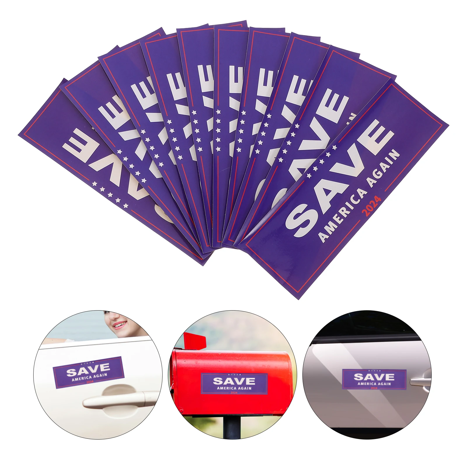 10pcs 10 Sheets Election Voting Stickers United States Political Bumper Rectangular Adhesive Paper Vote Labels Circle Decal Gift