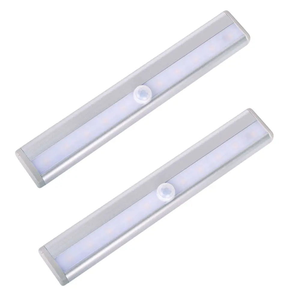 3Pcs Human Motion Sensor LED Light Wireless 10-LED Night Lamp Magnetic Cabinet Closet Lighting Adhesive Strip Eye Protection
