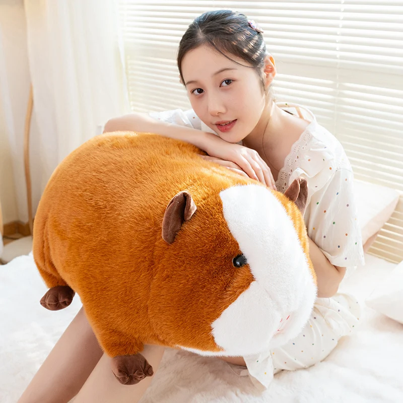 25cm-60cm Cute Pig Plush Doll Pillow Giant Lying Brown Dutch Pig Stuffed Animal Round Body Warm Hug For Boys Girls Birthday Gift