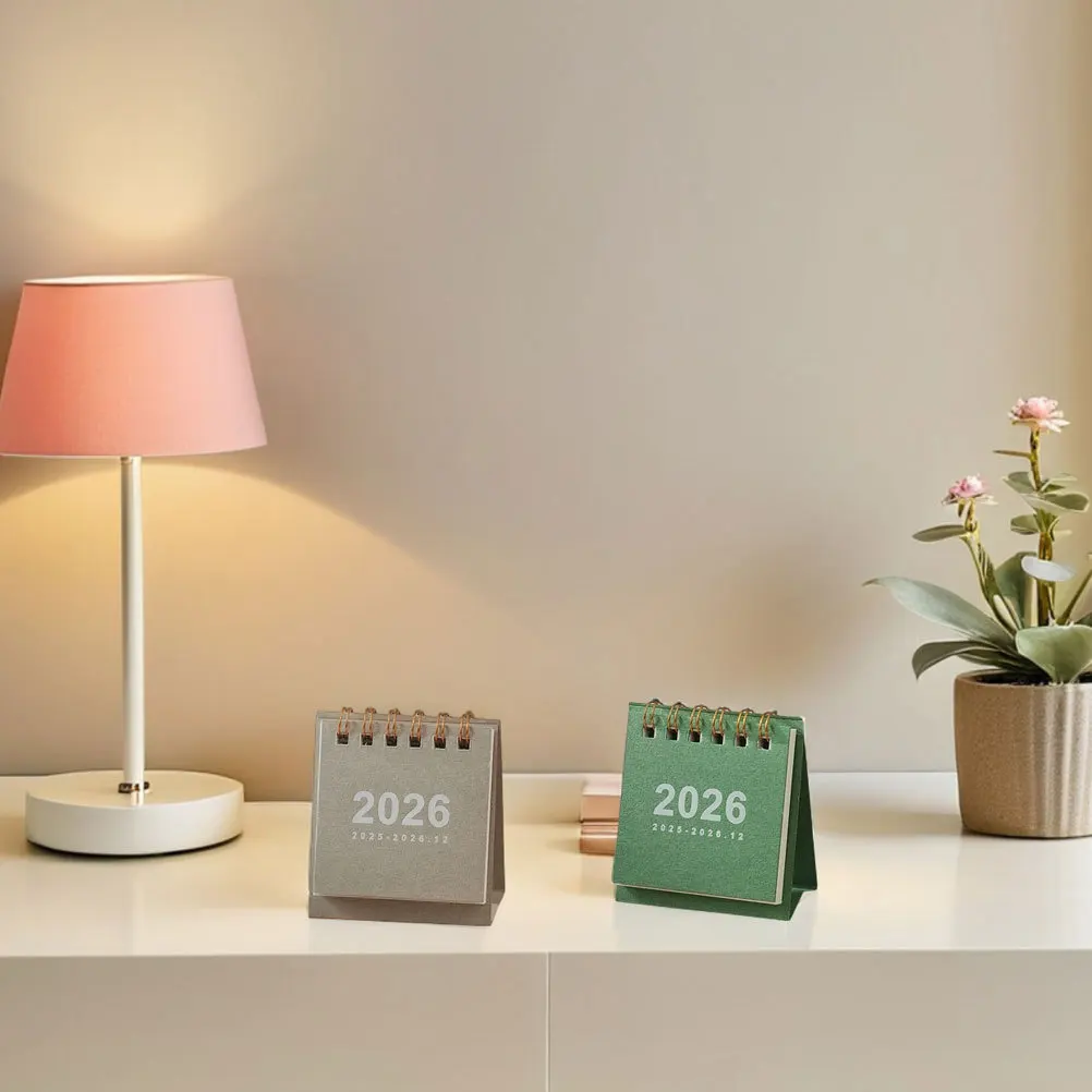 

8Pcs 2026 Mini Desk Calendar Compact Decorative Accessory Small Standing Flip Monthly Desktop Twin-Wire Binding Daily Schedule