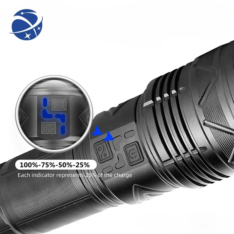 YYHC Self Defense Flashlight World\'s Most Powerful Camping LED Rechargeable Lamp Electric Teaser High Power Lantern Torch Light