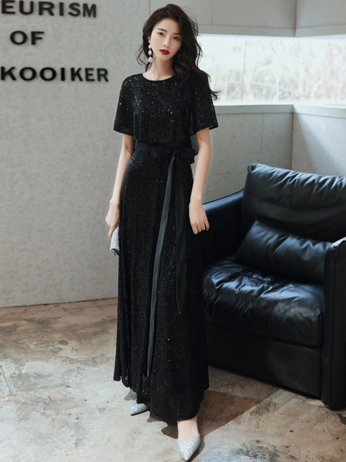 

Вечернее платье больших размеров с блестящими пайетками, черное, стройнящее, для торжественных мероприятий и балов, для женщин больших размеров до 200 фунтов