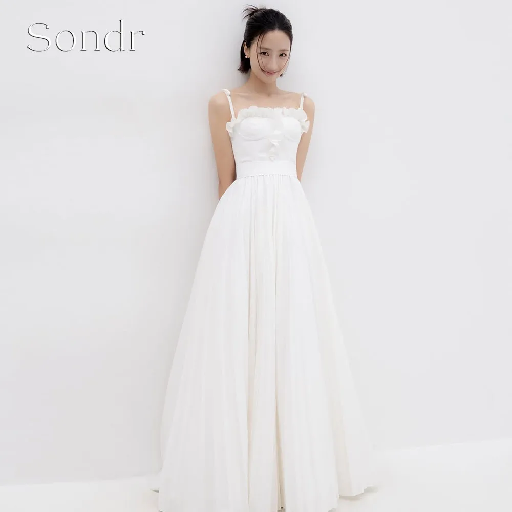 

Sondr Customized Korean Wedding Dresses Ruffled Strapless A Line Bridal Prom Dresses Floor-Length Bride's Wedding Photo Shoot