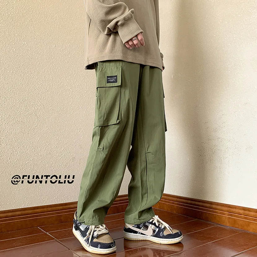 

Мужские рабочие брюки в стиле милитари, весенне-осенние, тонкие, свободные, с широкими штанинами, в японском стиле, модные, брендовые, ретро, функциональные, повседневные
