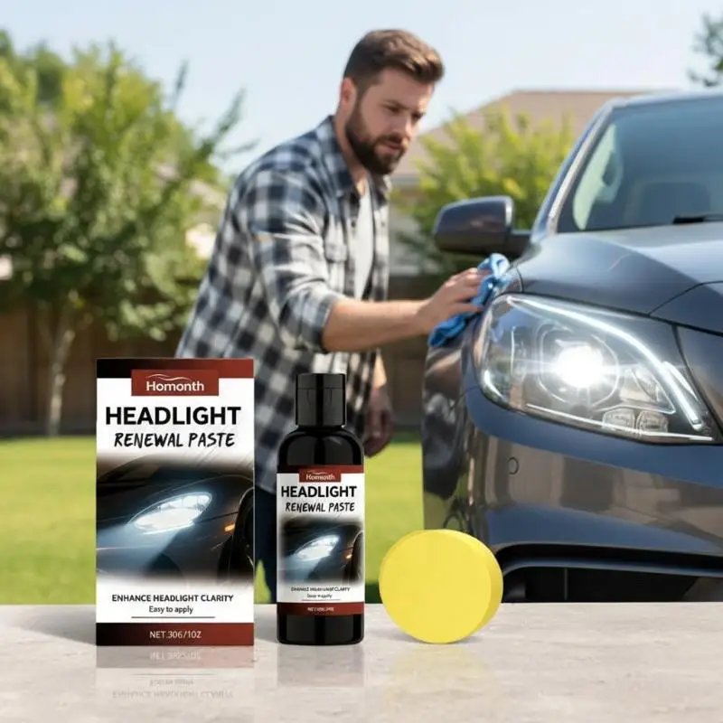 Car Headlight Repair Cream Restore Yellow Foggy Lights Improve Clarity Easy Use for Daily Vehicle Care