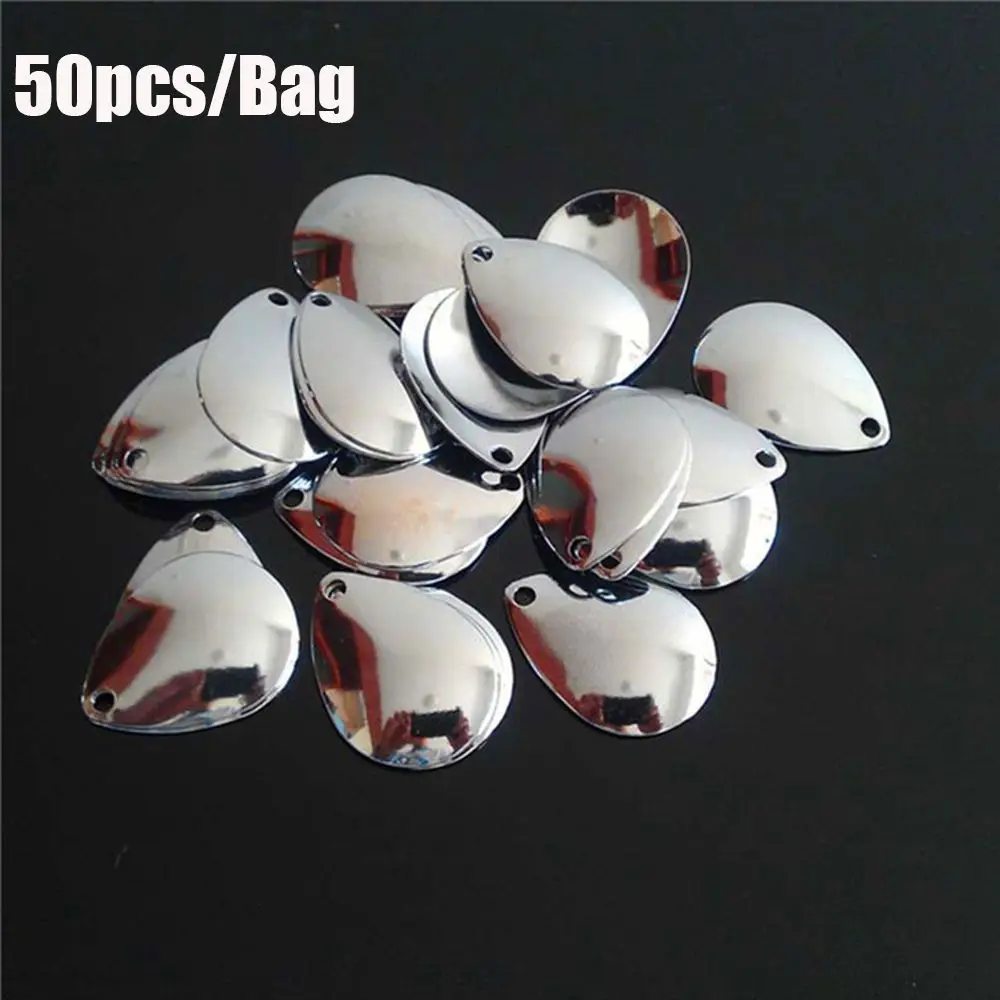 Best 50pcs Fishing Flattie Attractor Spinner Blades Smooth Nickel Spoons Plaice