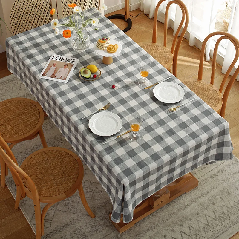 Red Green Plaid Table Cloth Cotton Christmas Party Rectangle Tablecloth Dining Table Cover For Picnic BBQ Home Decor Mantel